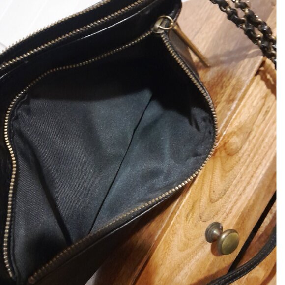 Black Leather Elliott Lucca Double Strap Minimalist  Rectangle Shoulder Bag - Picture 2 of 12